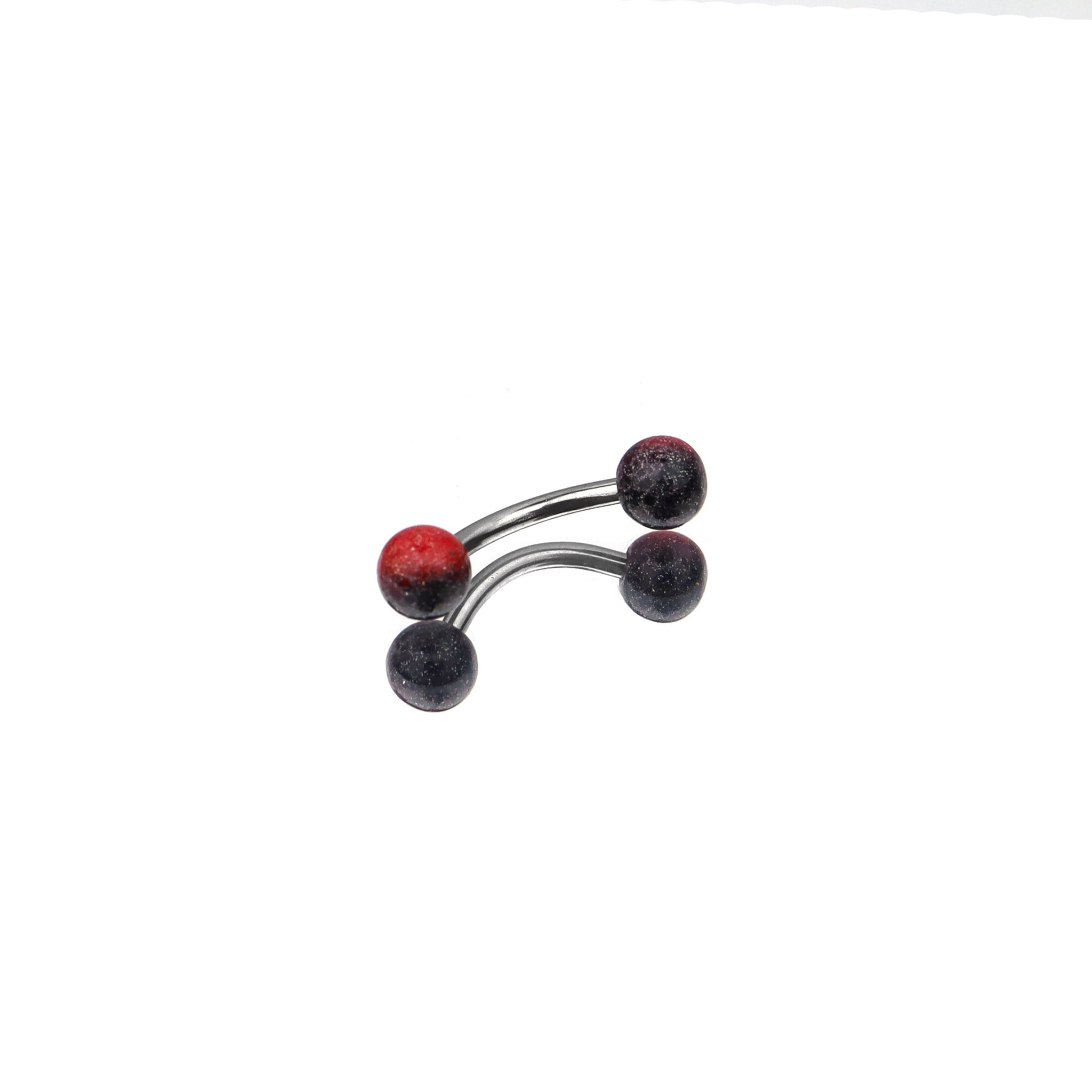 Acrylic Color Block Ball Brow Studs - Acrylic Color Block Ball Brow Studs - Black-Red Gradient / 6mm by CRUXJEWELRY