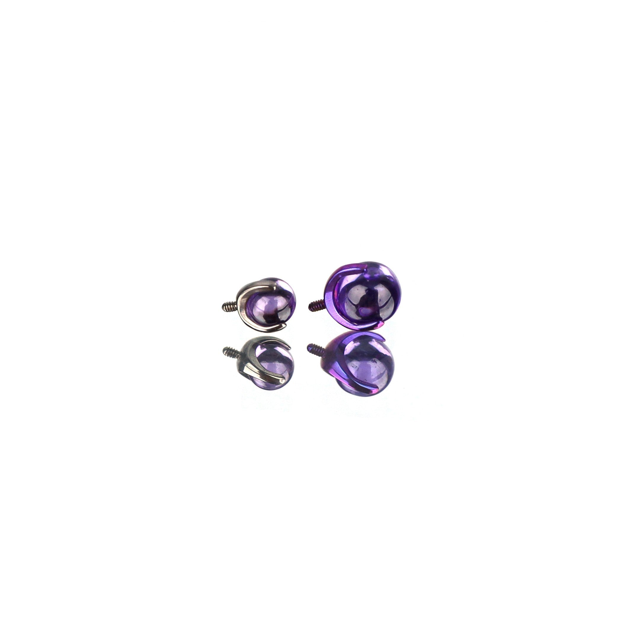 Rainbow CZ Basic ball Titanium Internally Threaded barbell stud - Rainbow CZ Basic ball Titanium Internally Threaded barbell stud - Purple / 4mm / 10mm by CRUXJEWELRY