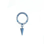 16G CZ Pendant Titanium Clicker - 16G CZ Pendant Titanium Clicker - Sky Blue by CRUXJEWELRY