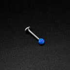 3mm Opal Internal Thread Stainless Steel Labret Stud - 3mm Opal Internal Thread Stainless Steel Labret Stud - Deep Blue / 6mm by CRUXJEWELRY