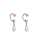 Pair of Heart Opal CZ Titanium Horseshoe Ring - Pair of Heart Opal CZ Titanium Horseshoe Ring - Light Cherry Blossom / 8mm by CRUXJEWELRY