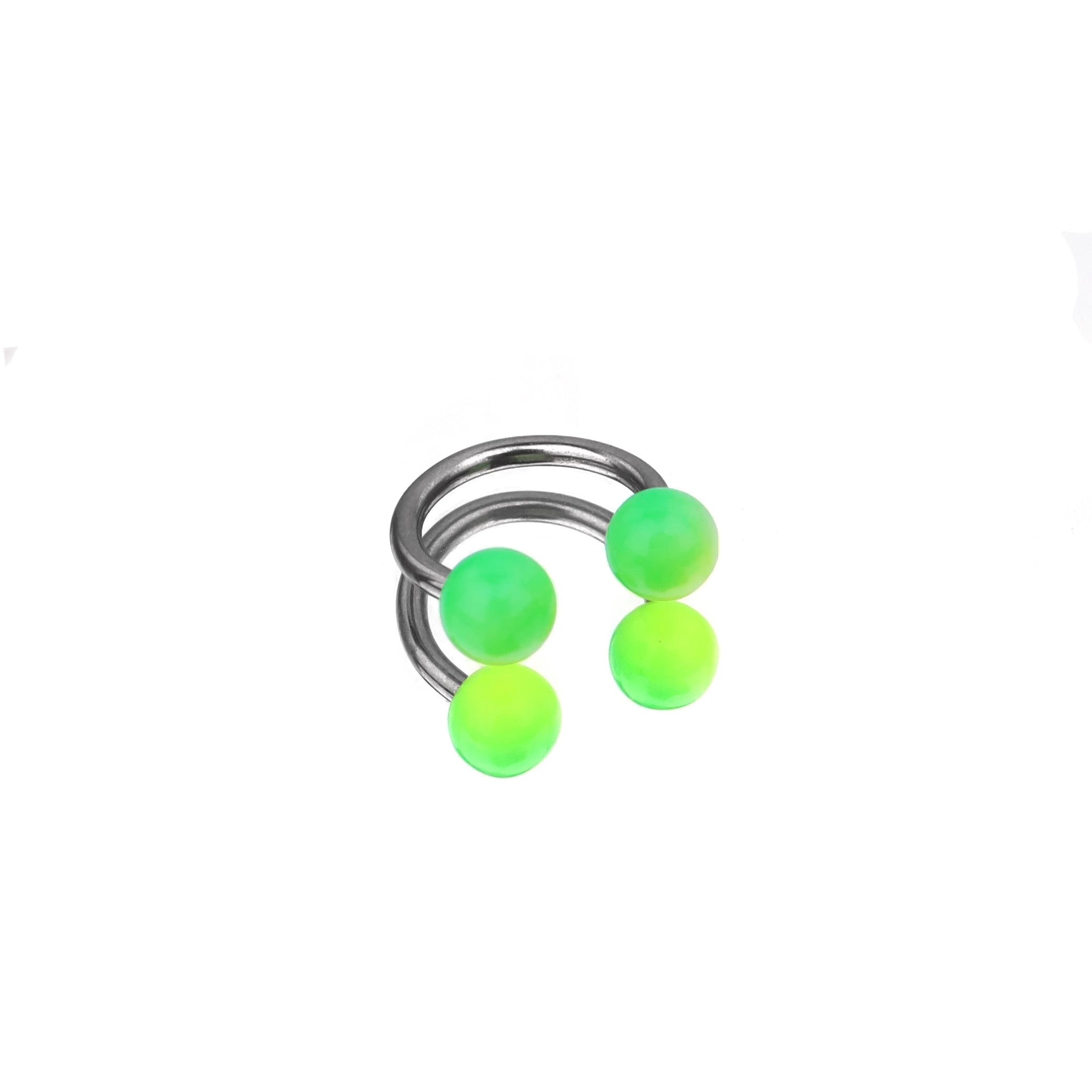 Colorful Acrylic Contrast Ball Horseshoe Ring - Colorful Acrylic Contrast Ball Horseshoe Ring - Green-Yellow Gradient / 8 mm by CRUXJEWELRY
