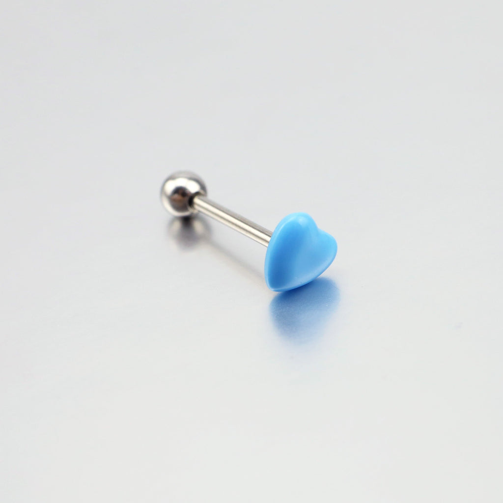 Heart-shaped Acrylic Tongue Stud - Heart-shaped Acrylic Tongue Stud - Blue / 12mm by CRUXJEWELRY