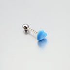 Heart-shaped Acrylic Tongue Stud - Heart-shaped Acrylic Tongue Stud - Blue / 12mm by CRUXJEWELRY