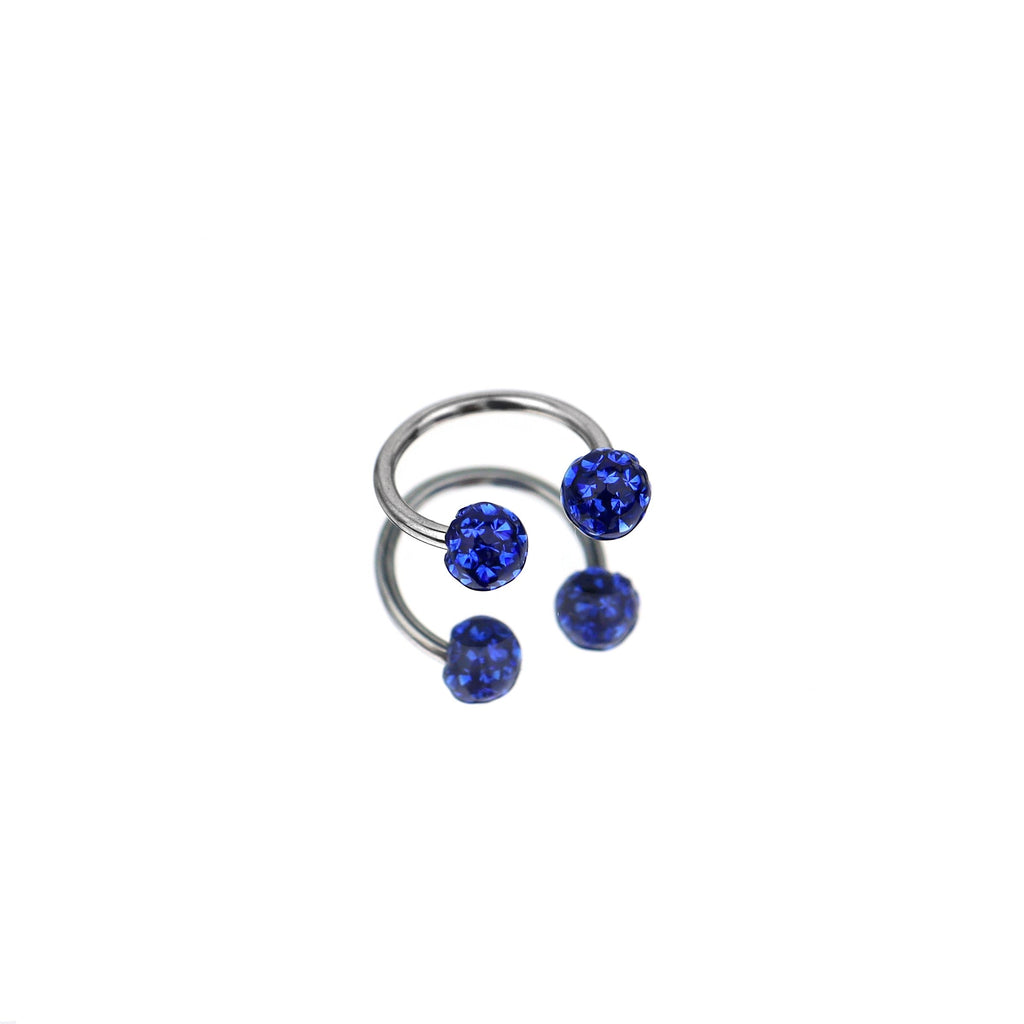 Colorful Full CZ Ball Horseshoe Ring - Colorful Full CZ Ball Horseshoe Ring - Sapphire Blue / 8mm by CRUXJEWELRY