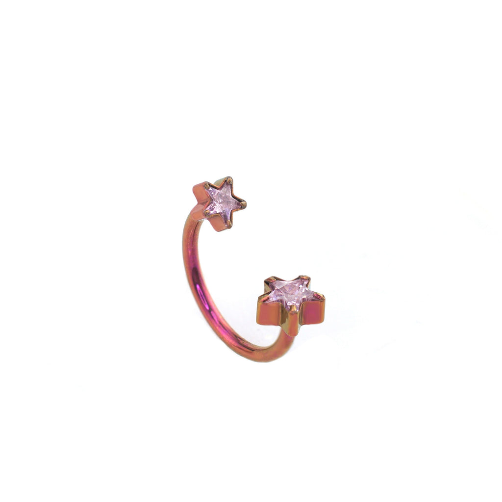 Double Pentagram CZ Titanium Horseshoe Ring - pink-1