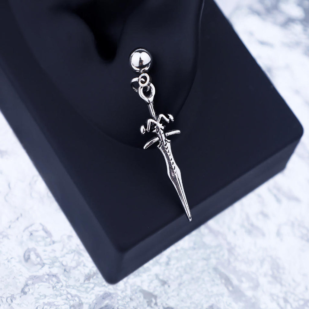 Sliver Dagger Pendant Stainless Steel Ear Studs - Sliver Dagger Pendant Stainless Steel Ear Studs - Single by CRUXJEWELRY