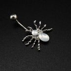 Spider CZ stainless steel Belly Ring - Spider CZ stainless steel Belly Ring - Radiant White by CRUXJEWELRY
