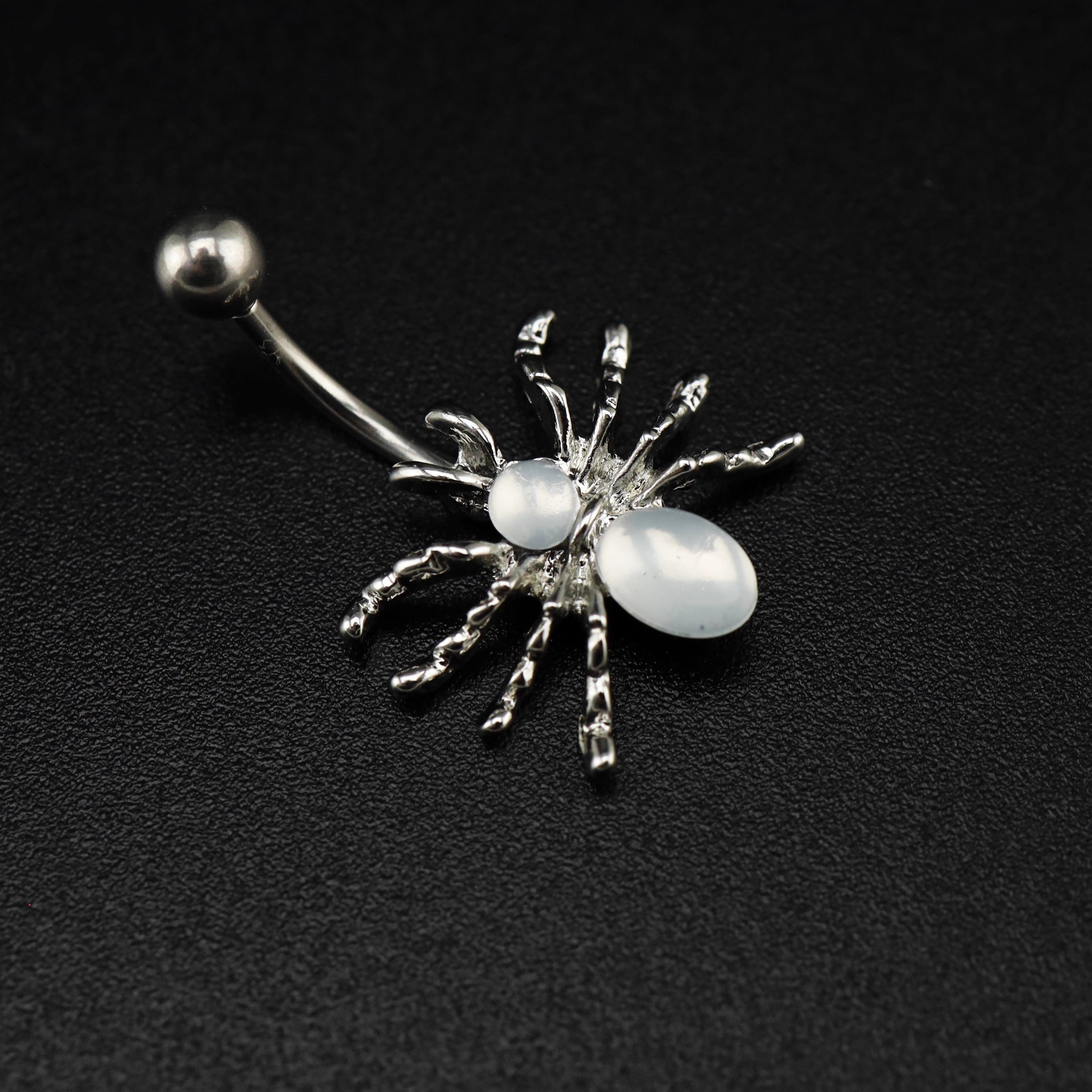 Spider CZ stainless steel Belly Ring - Spider CZ stainless steel Belly Ring - Radiant White by CRUXJEWELRY