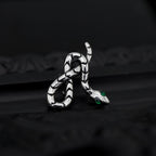 3D Green Eye Coiled Snake CZ Stainless Steel Ear Studs - 3D Green Eye Coiled Snake CZ Stainless Steel Ear Studs - Single by CRUXJEWELRY