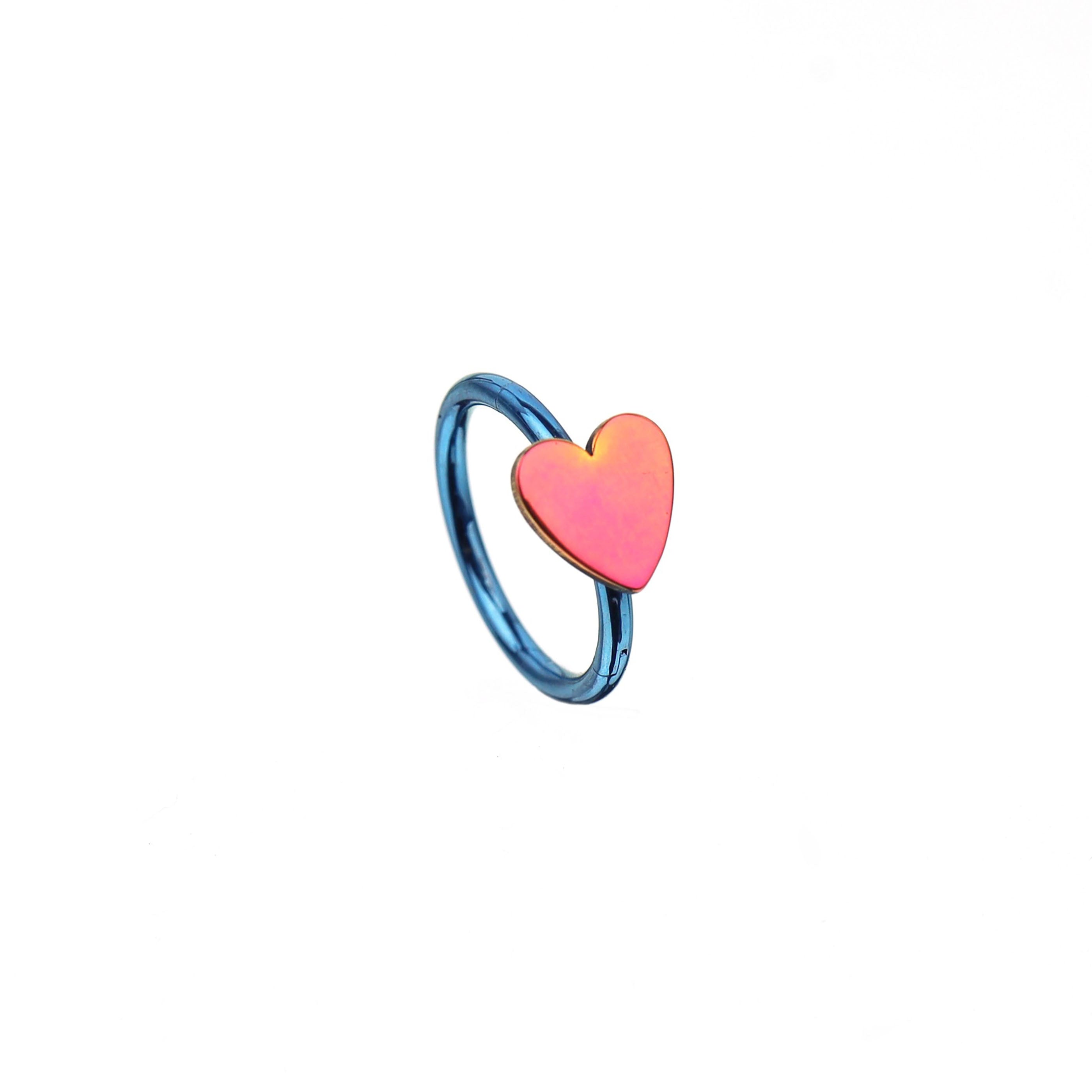 16G Titanium Heart Clicker Ring - 16G Titanium Heart Clicker Ring - Pink-Blue Gradient / 8mm by CRUXJEWELRY
