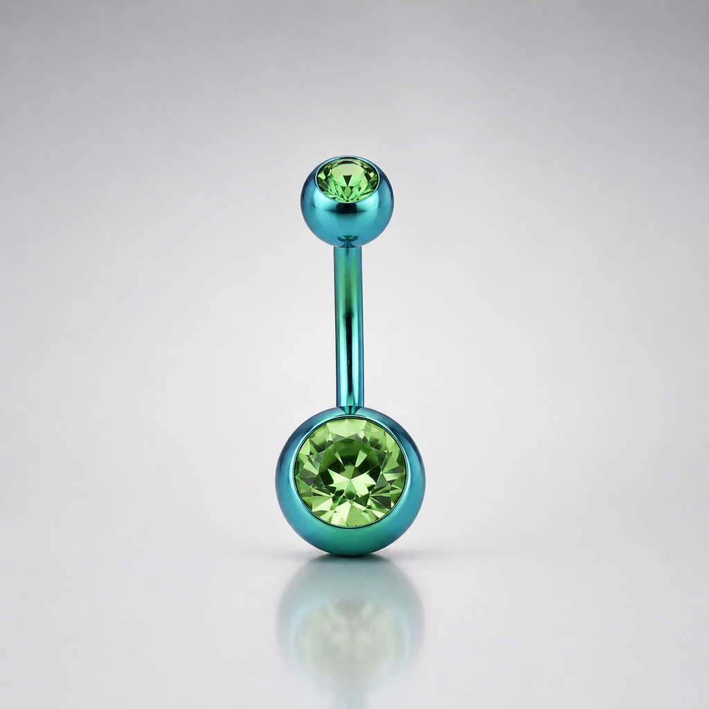 Bauchnabelpiercing aus Titan mit Zirkonia-Kristall 