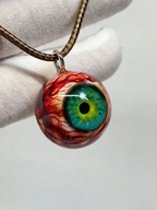 Verdant Gaze Bloodshot Eyeball Pendant | Handcrafted Gothic Nature Jewelry（1PCS）
