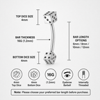 Dice Externally Threaded Stainless Steel Eyebrow Studs
