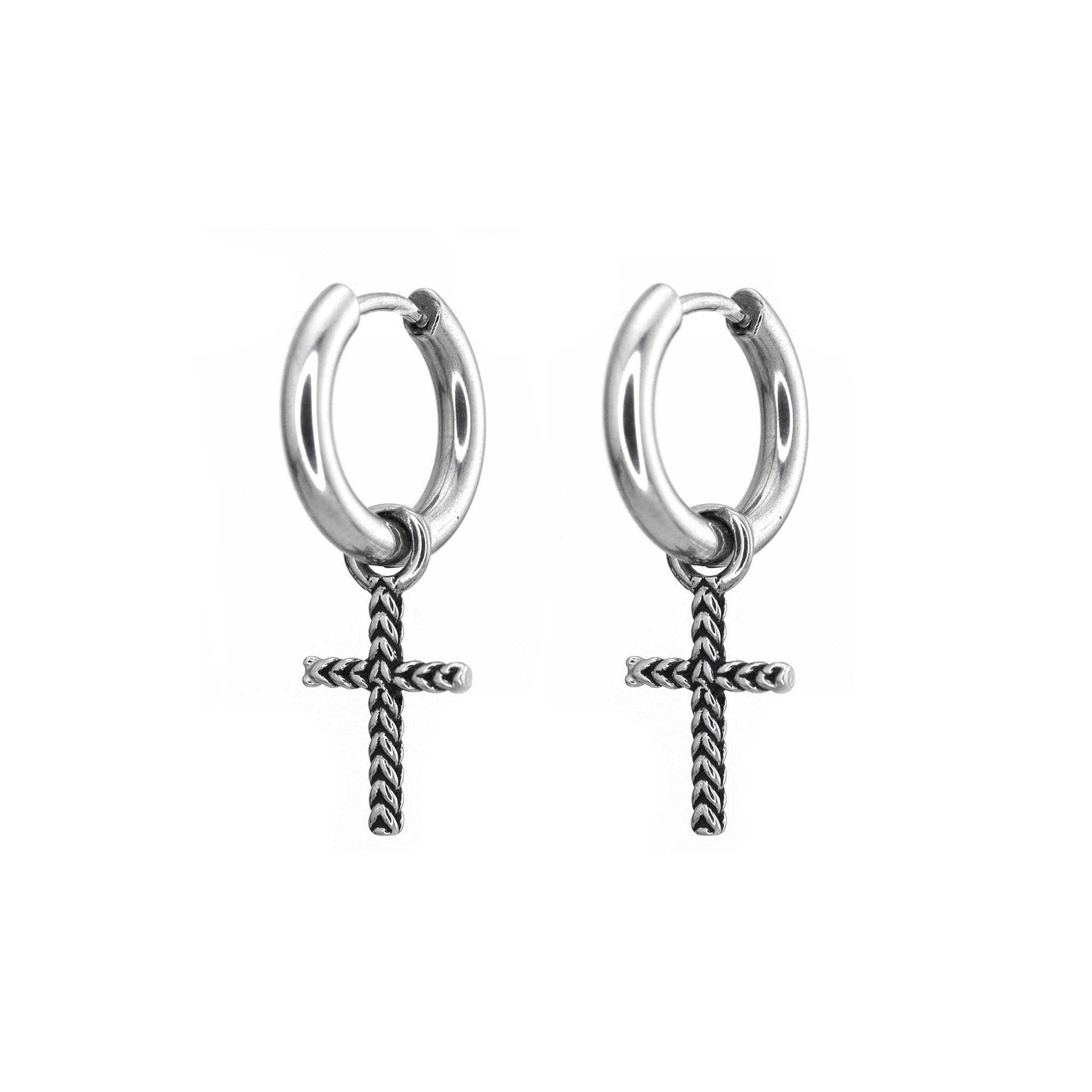 Woven Cross Pendant stainless steel Earrings - Woven Cross Pendant stainless steel Earrings - Set by CRUXJEWELRY