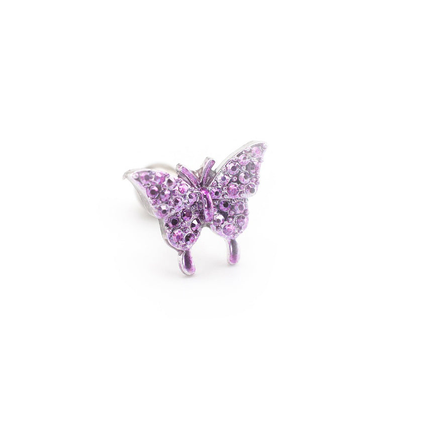 Thin Needle Micro-Pave Butterfly Stainless Steel Ear Studs - Thin Needle Micro-Pave Butterfly Stainless Steel Ear Studs - Purple / Single by CRUXJEWELRY