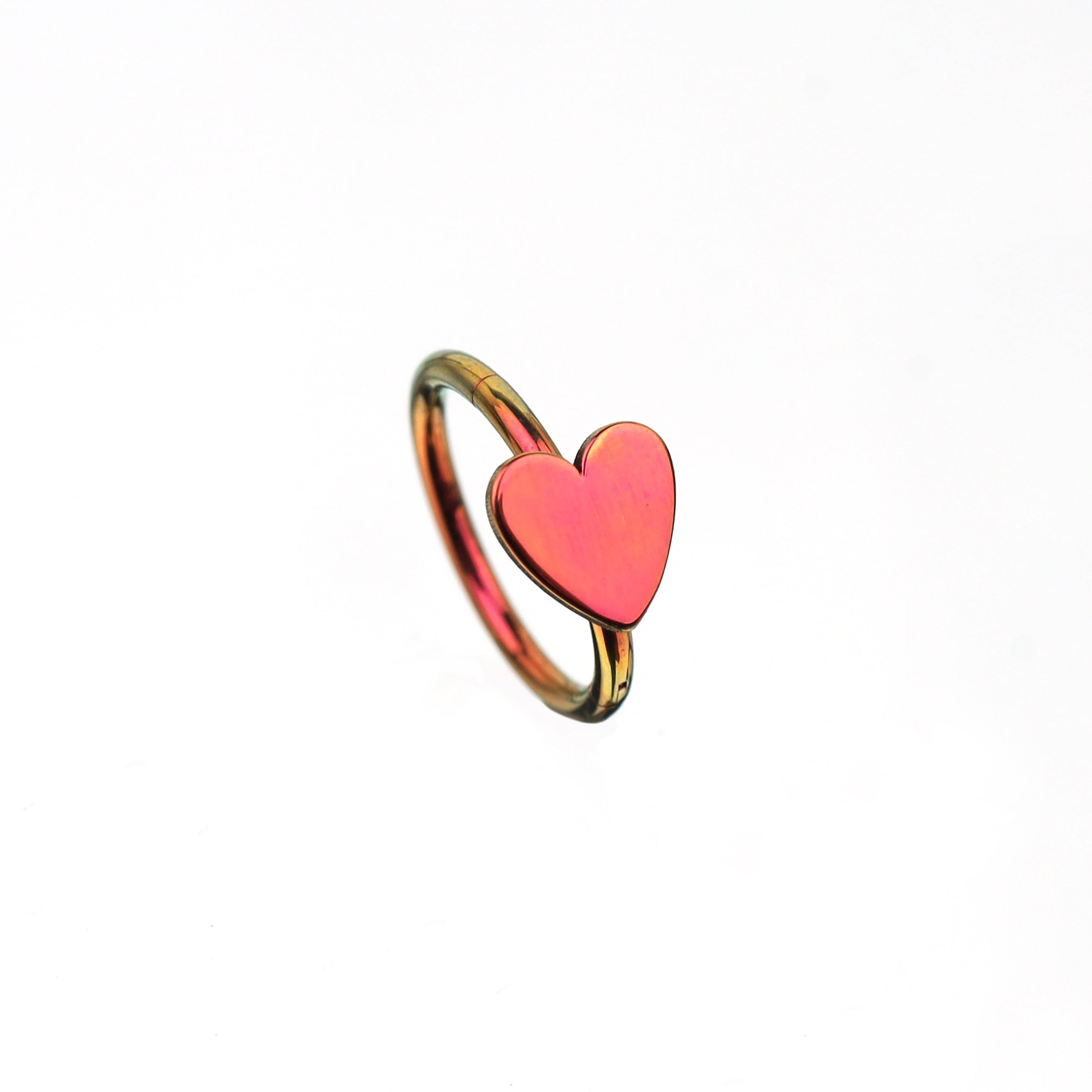16G Titanium Heart Clicker Ring - 16G Titanium Heart Clicker Ring - Pink-Yellow Gradient / 8mm by CRUXJEWELRY