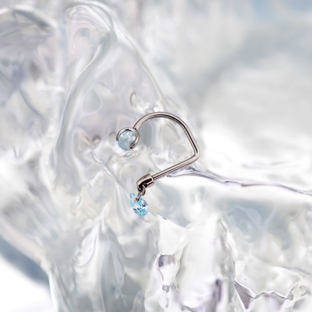 Star CZ Titanium U-Ring - Star CZ Titanium U-Ring - Light Blue / 8mm by CRUXJEWELRY