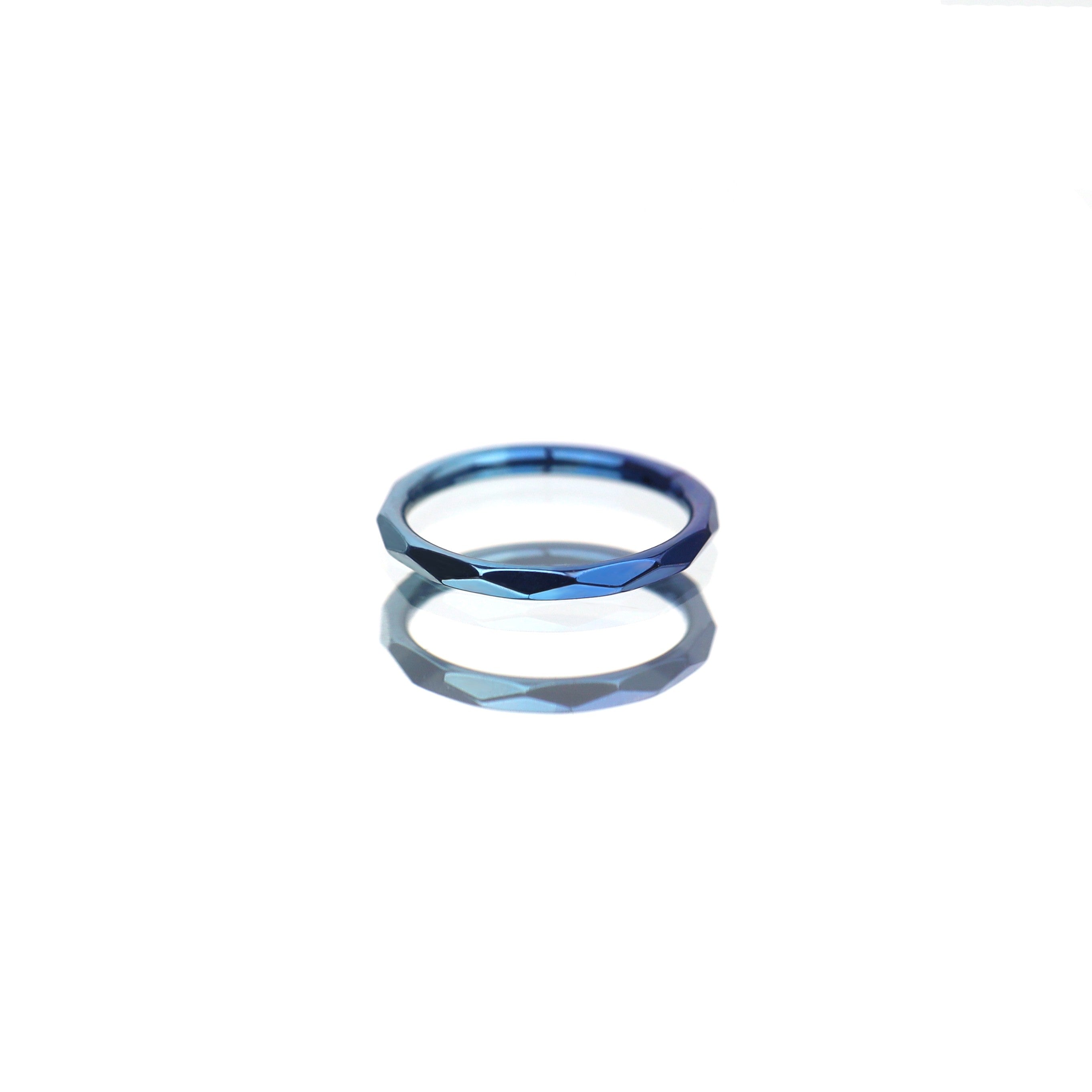 Engraved Wavy Titanium Segment Hoop - Engraved Wavy Titanium Segment Hoop - Blue-White Gradient by CRUXJEWELRY