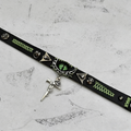 2-in-1 Gothic Black Leather Choker & Wrap Bracelet - Green Dragon Eye Necklace - Gun & Rose Charm - Toxic Punk Style