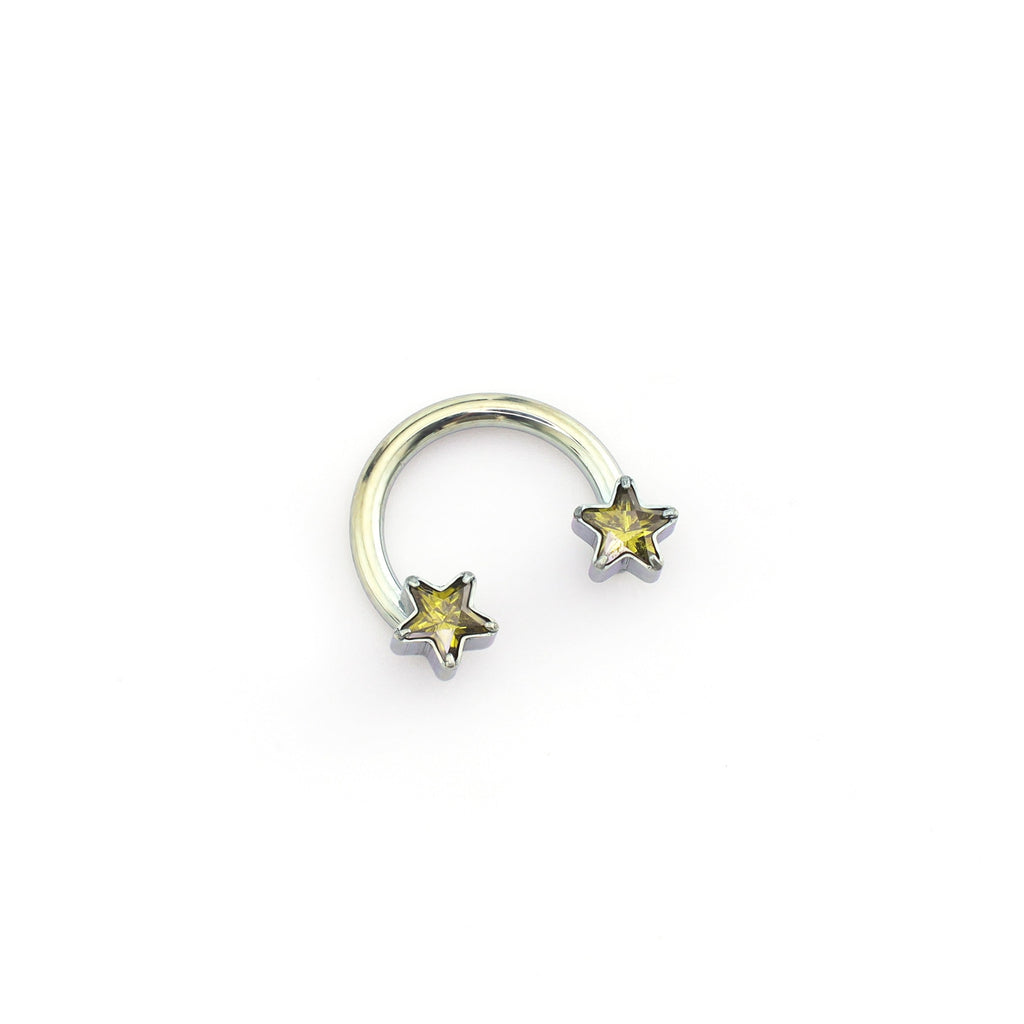 Star Shaped CZ Titanium Horseshoe Ring - Star Shaped CZ Titanium Horseshoe Ring - Yellow / 6mm by CRUXJEWELRY