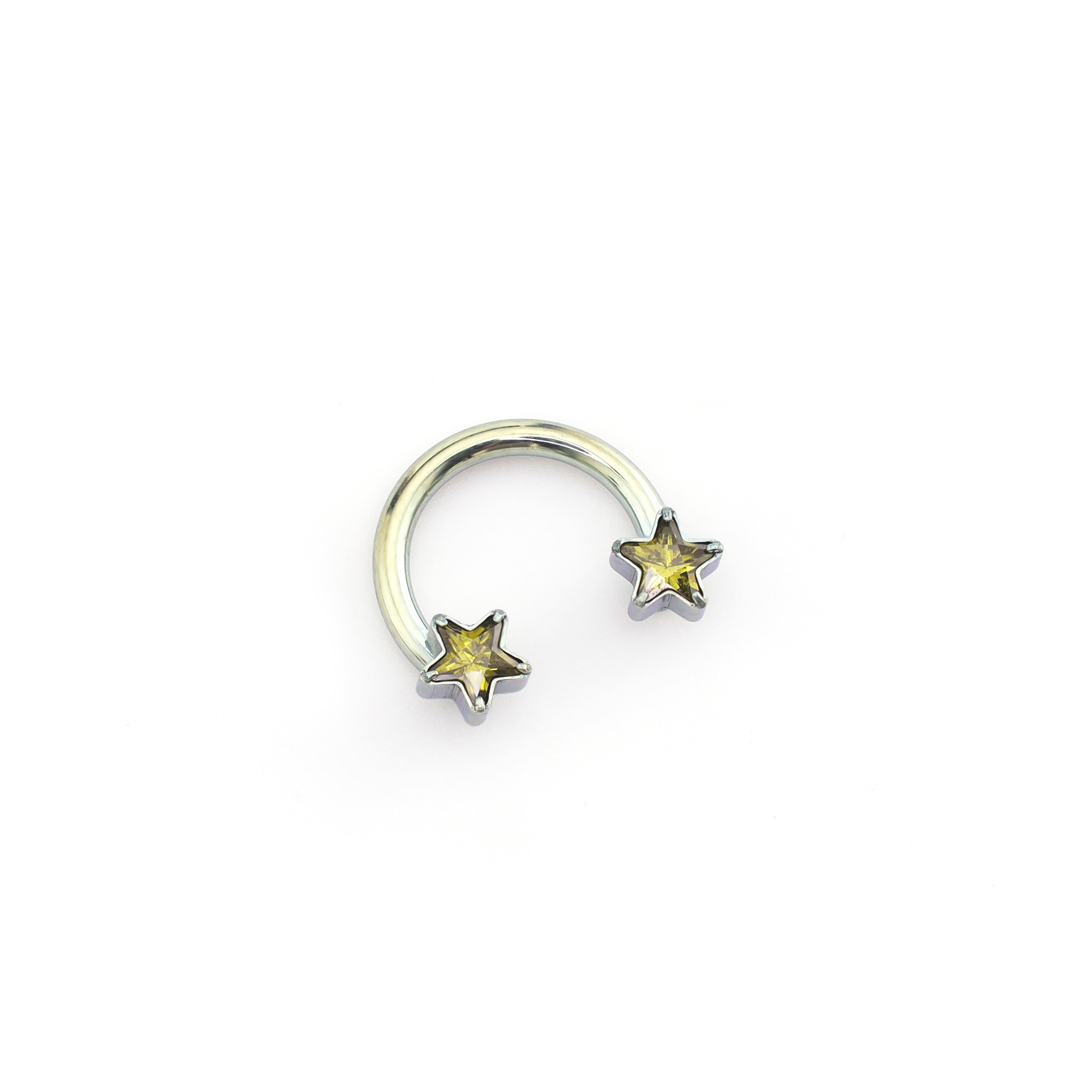 Star Shaped CZ Titanium Horseshoe Ring - Star Shaped CZ Titanium Horseshoe Ring - Yellow / 6mm by CRUXJEWELRY