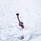 Colorful Double CZ Internally threaded Titanium Belly Ring - Colorful Double CZ Internally threaded Titanium Belly Ring - Purple by CRUXJEWELRY