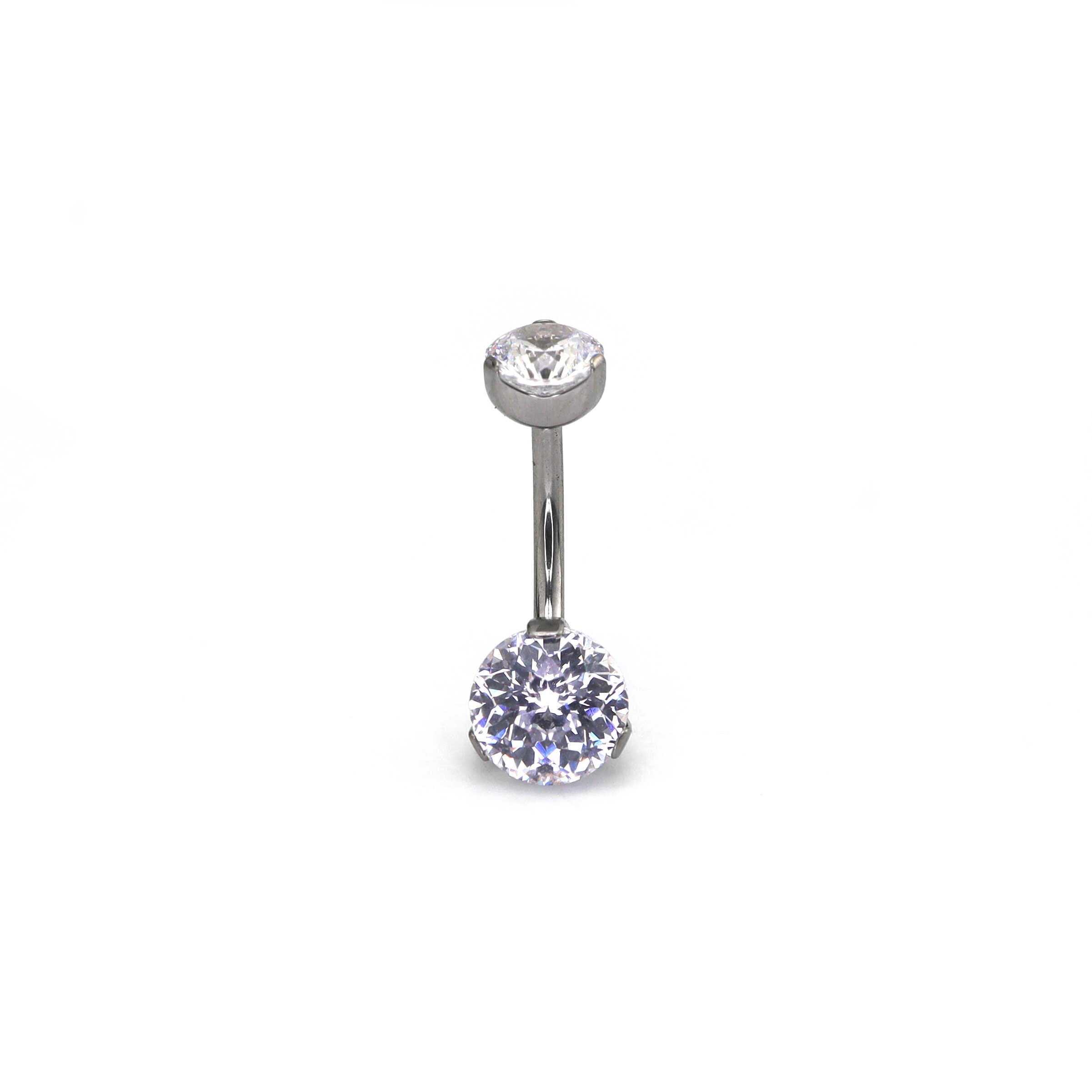 High Shine CZ Titanium Belly Ring - High Shine CZ Titanium Belly Ring - Default Title by CRUXJEWELRY