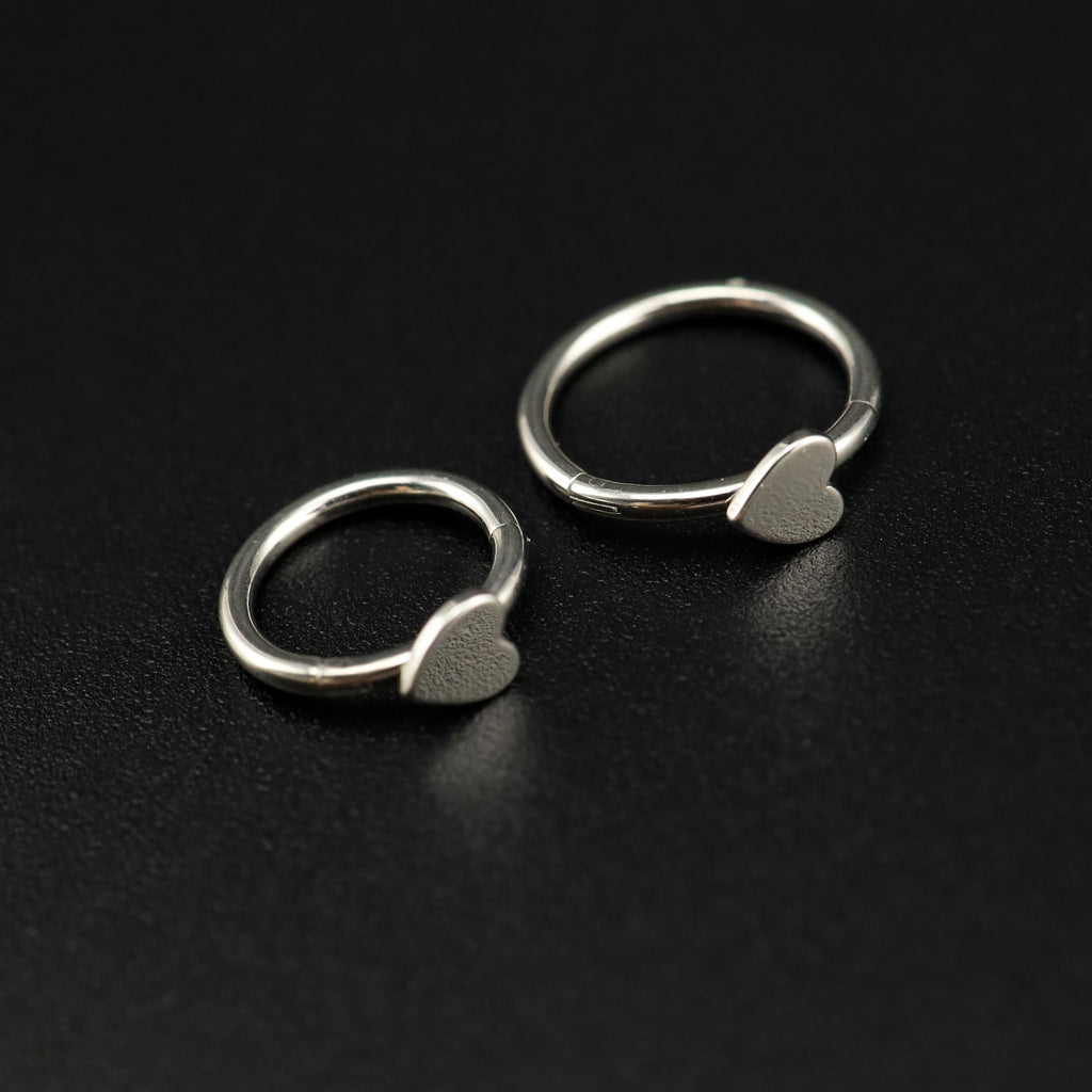 Basic Heart Sterling Silver Stainless Steel Segment Hoop - Basic Heart Sterling Silver Stainless Steel Segment Hoop - 6mm by CRUXJEWELRY