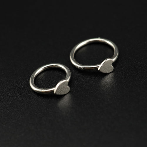 Basic Heart Sterling Silver Stainless Steel Segment Hoop - Basic Heart Sterling Silver Stainless Steel Segment Hoop - 6mm by CRUXJEWELRY