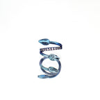 Double Head Snake Titanium Segment Hoop - Double Head Snake Titanium Segment Hoop - blue-white / 8mm by CRUXJEWELRY