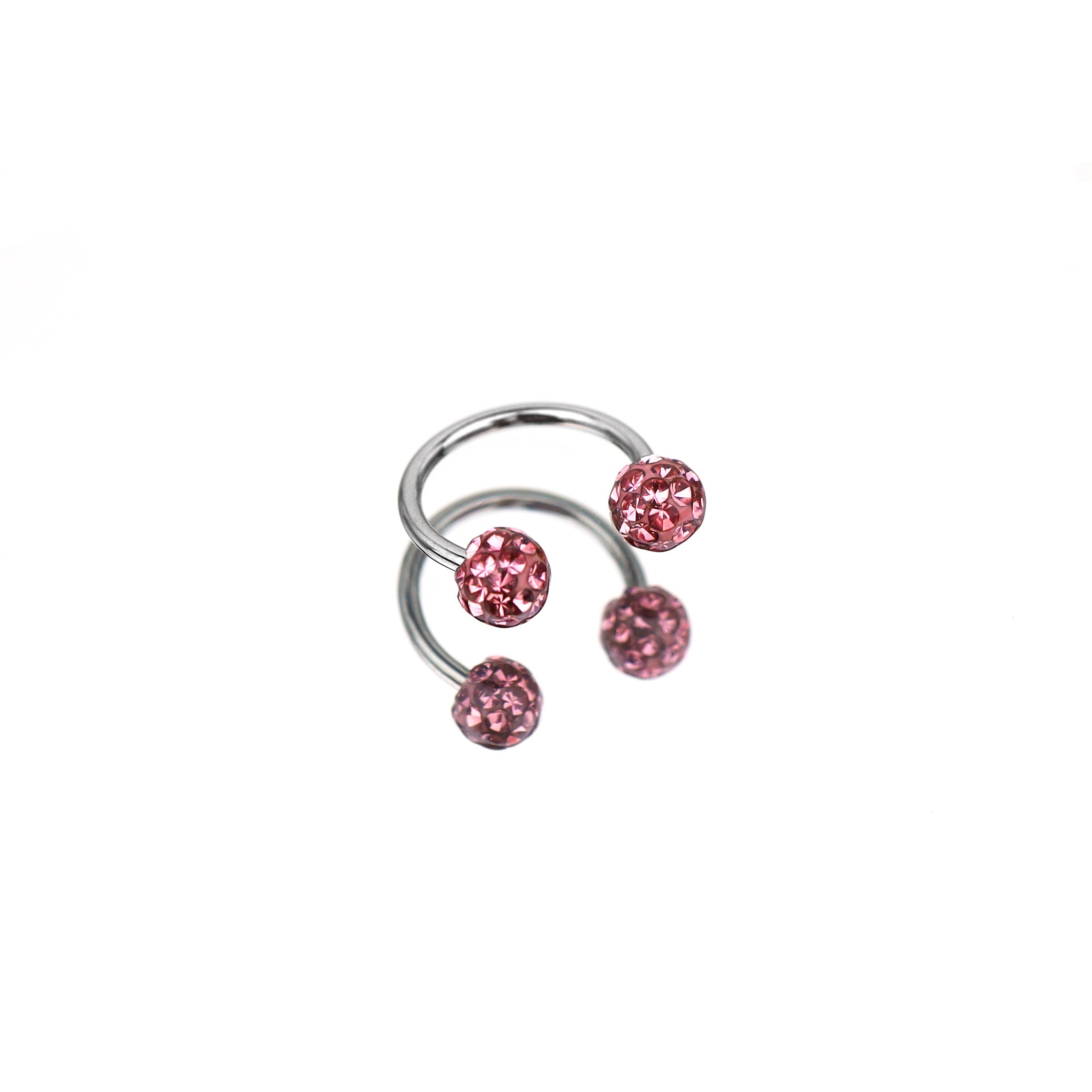 Colorful Full CZ Ball Horseshoe Ring - Colorful Full CZ Ball Horseshoe Ring - Red / 8mm by CRUXJEWELRY