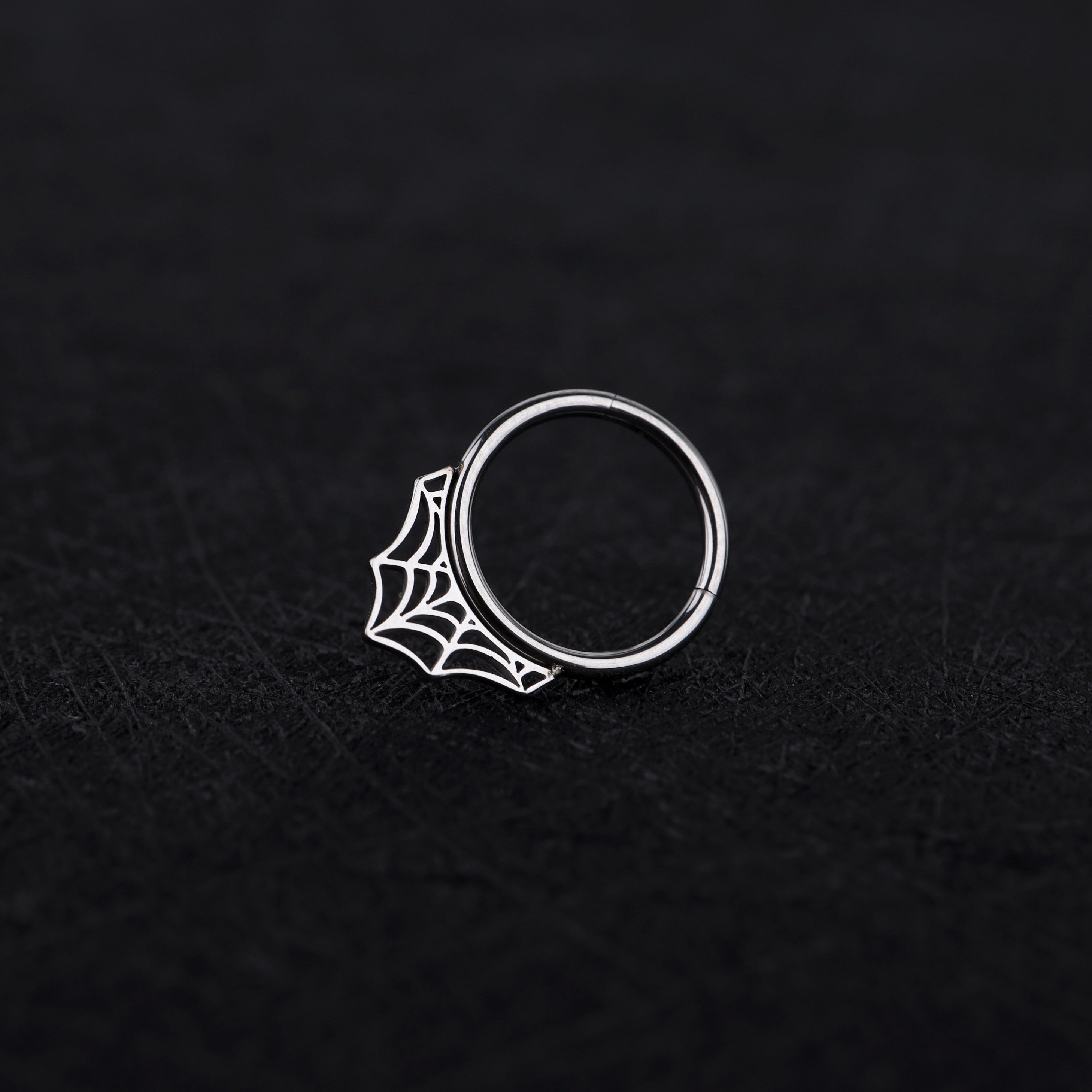 16G Cobweb Septum Stainless Steel Ring - 16G Cobweb Septum Stainless Steel Ring - 8 mm by CRUXJEWELRY