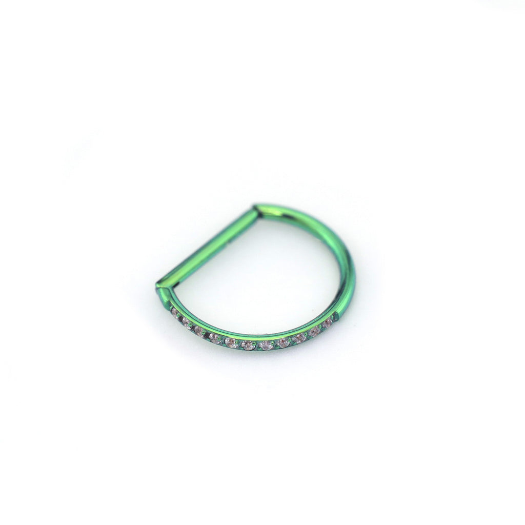 Multicolored CZ Ball Titanium D-Ring - Multicolored CZ Ball Titanium D-Ring - Green by CRUXJEWELRY