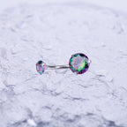 Round CZ Stainless Steel Belly Ring - Round CZ Stainless Steel Belly Ring - Black / 6mm by CRUXJEWELRY