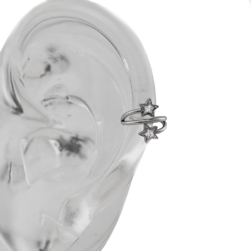 18G Double Pentagram CZ Segment Hoop - 18G Double Pentagram CZ Segment Hoop - Default Title by CRUXJEWELRY