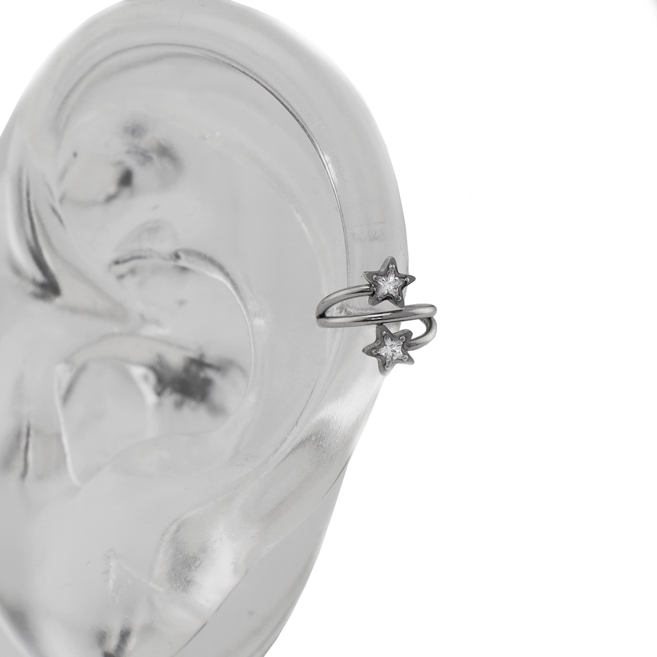 18G Double Pentagram CZ Segment Hoop - 18G Double Pentagram CZ Segment Hoop - Default Title by CRUXJEWELRY