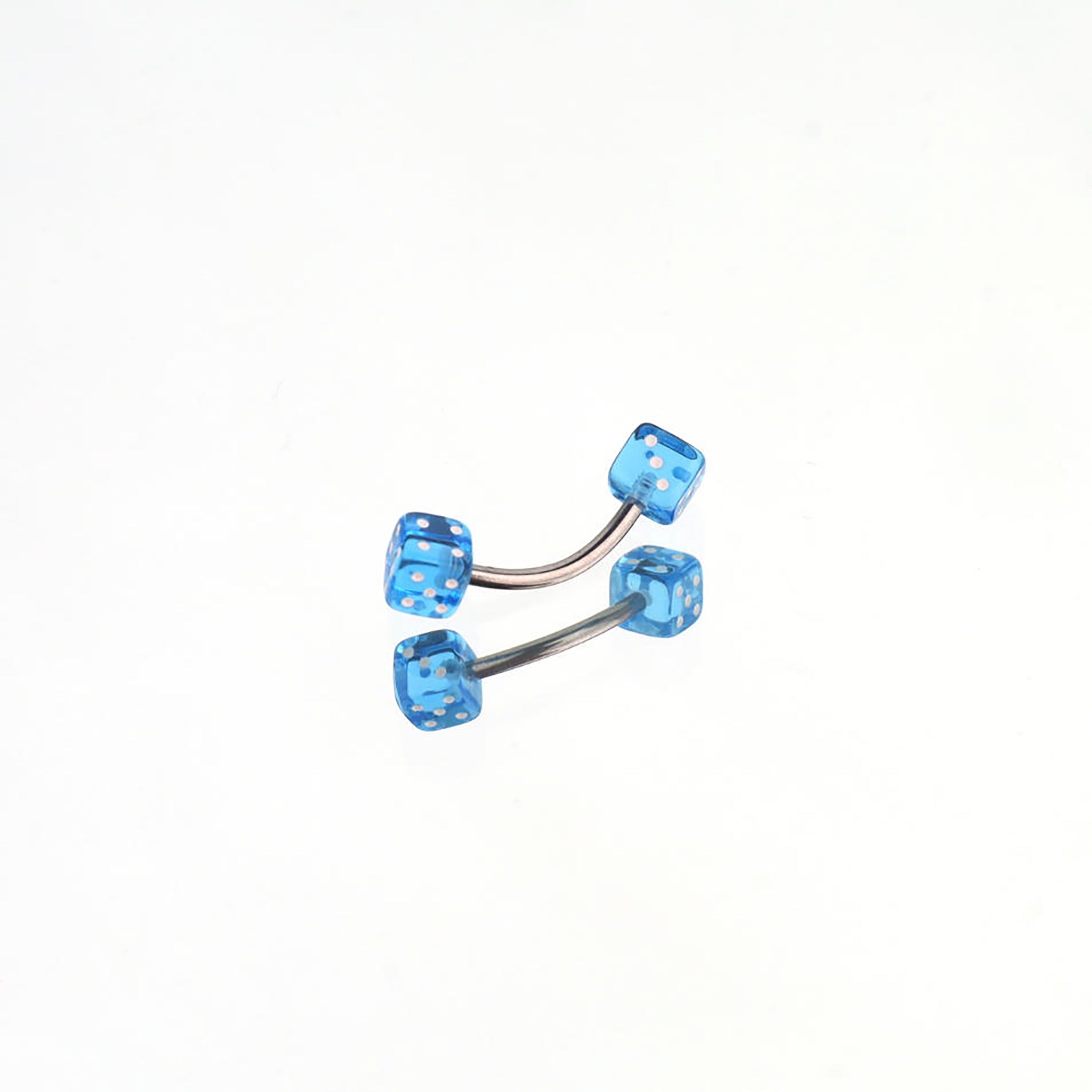 Acrylic Colorful Dice Externally Threaded Brow Studs - Acrylic Colorful Dice Externally Threaded Brow Studs - Blue / 6mm by CRUXJEWELRY