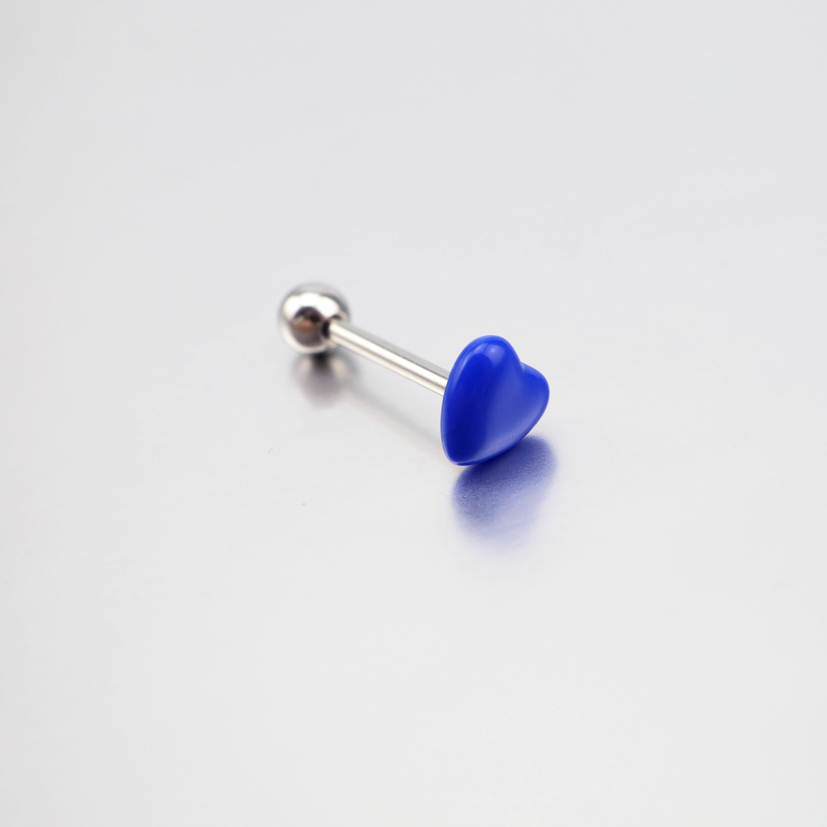 Heart-shaped Acrylic Tongue Stud - Heart-shaped Acrylic Tongue Stud - Sapphire Blue / 12mm by CRUXJEWELRY