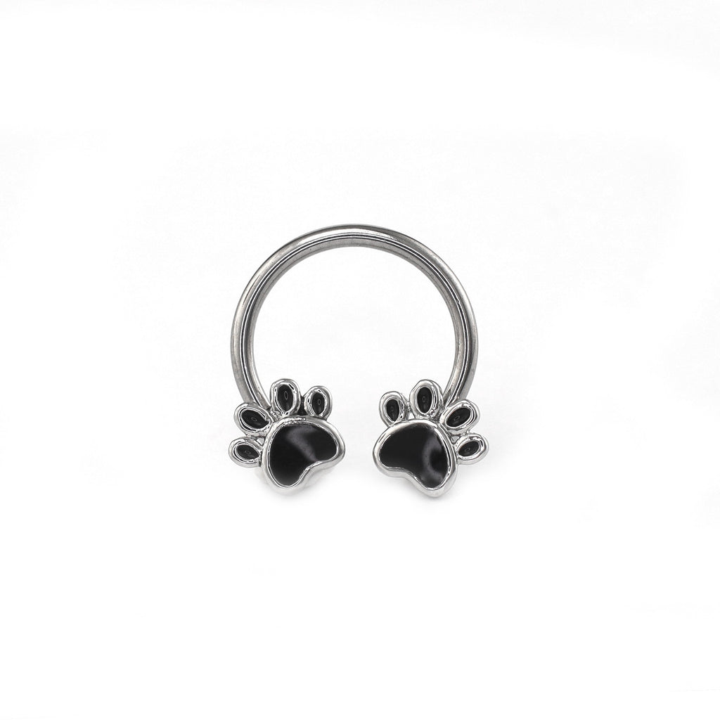 16G Cat Paw Horseshoe Ring - 16G Cat Paw Horseshoe Ring - Black by CRUXJEWELRY