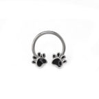 16G Cat Paw Horseshoe Ring - 16G Cat Paw Horseshoe Ring - Black by CRUXJEWELRY