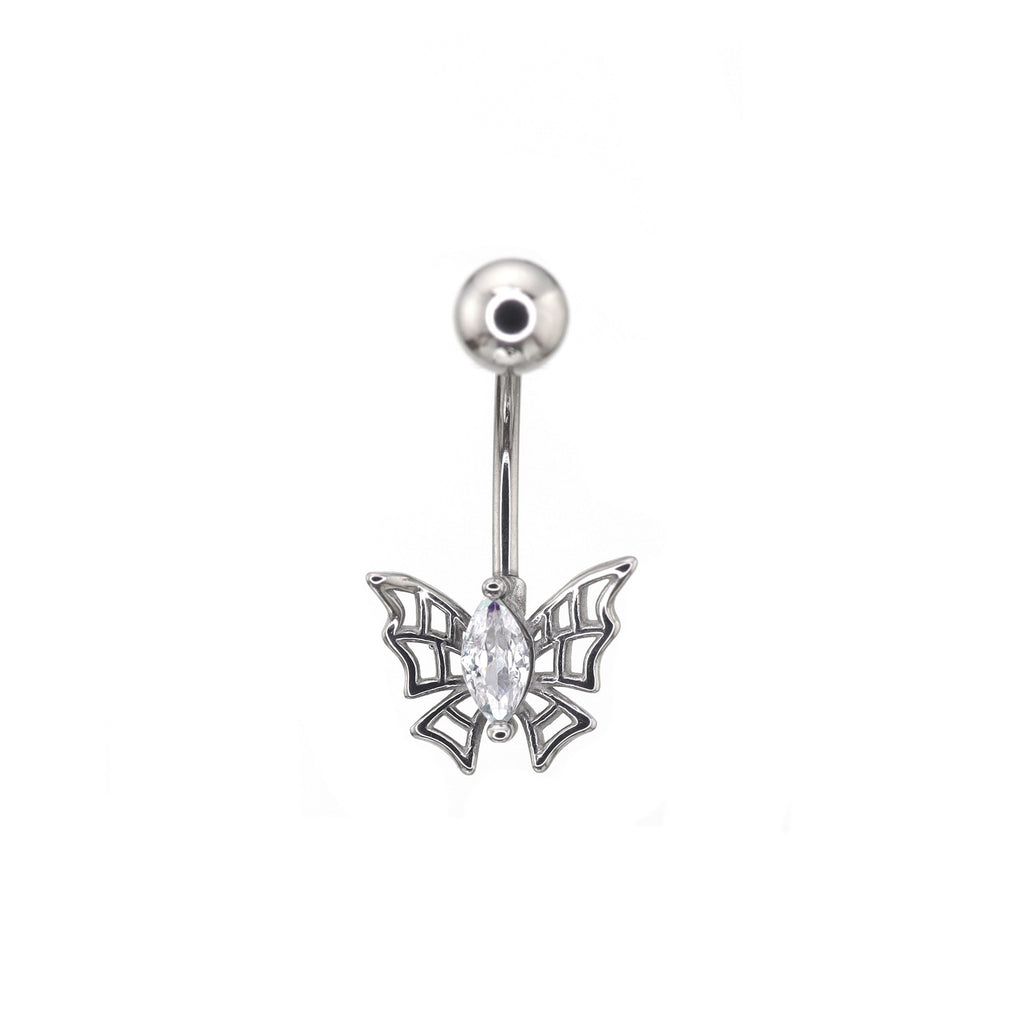 Spider Web CZ Stainless Steel Belly Ring - Spider Web CZ Stainless Steel Belly Ring - Default Title by CRUXJEWELRY
