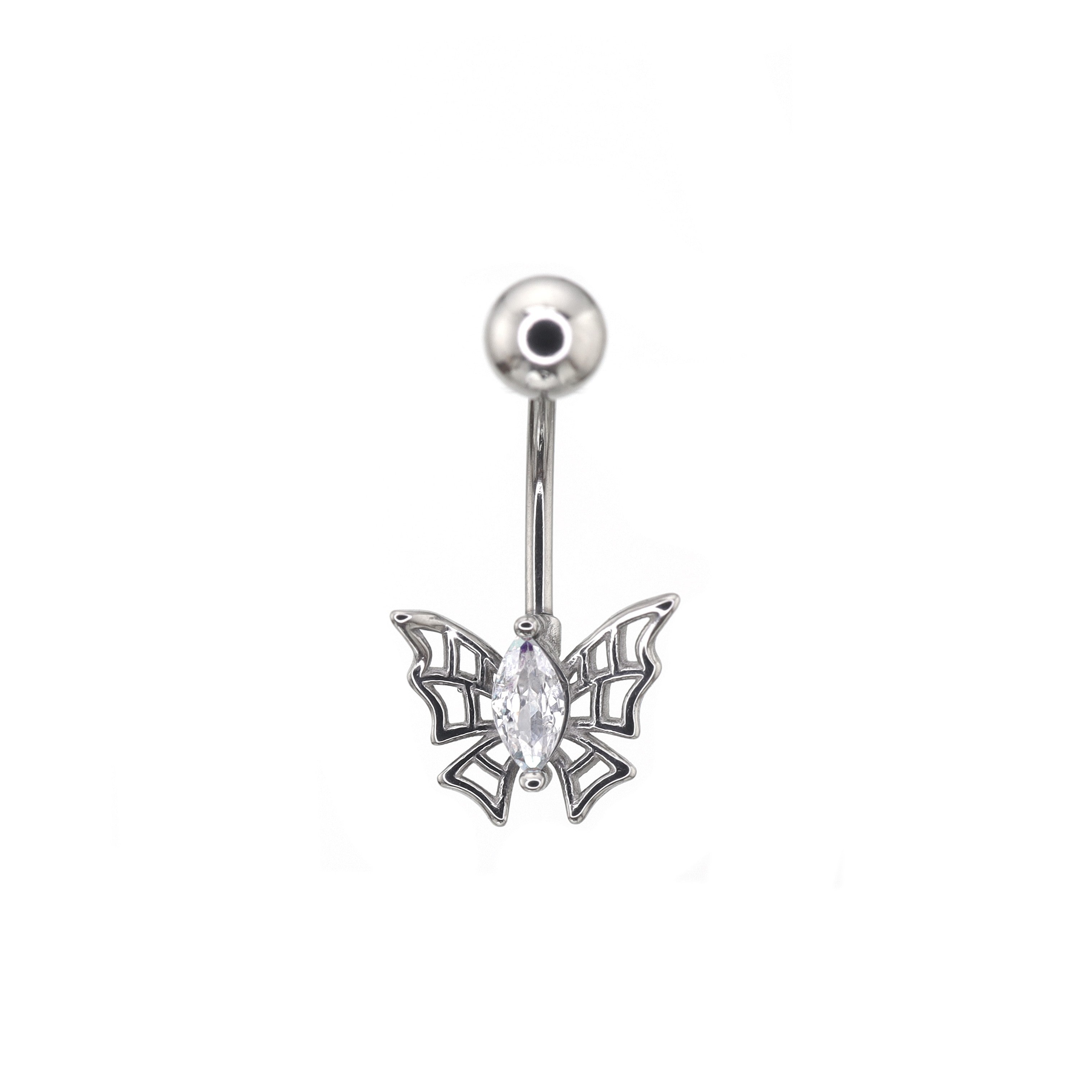 Spider Web CZ Stainless Steel Belly Ring - Spider Web CZ Stainless Steel Belly Ring - Default Title by CRUXJEWELRY
