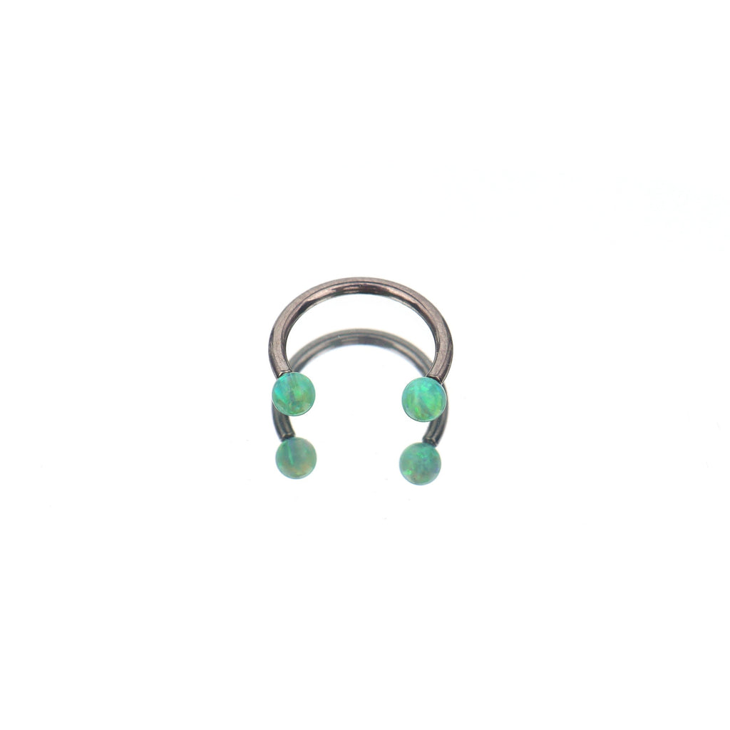 16G Opal Internally Threaded Horseshoe Ring - 16G Opal Internally Threaded Horseshoe Ring - Elf Green / 8mm by CRUXJEWELRY