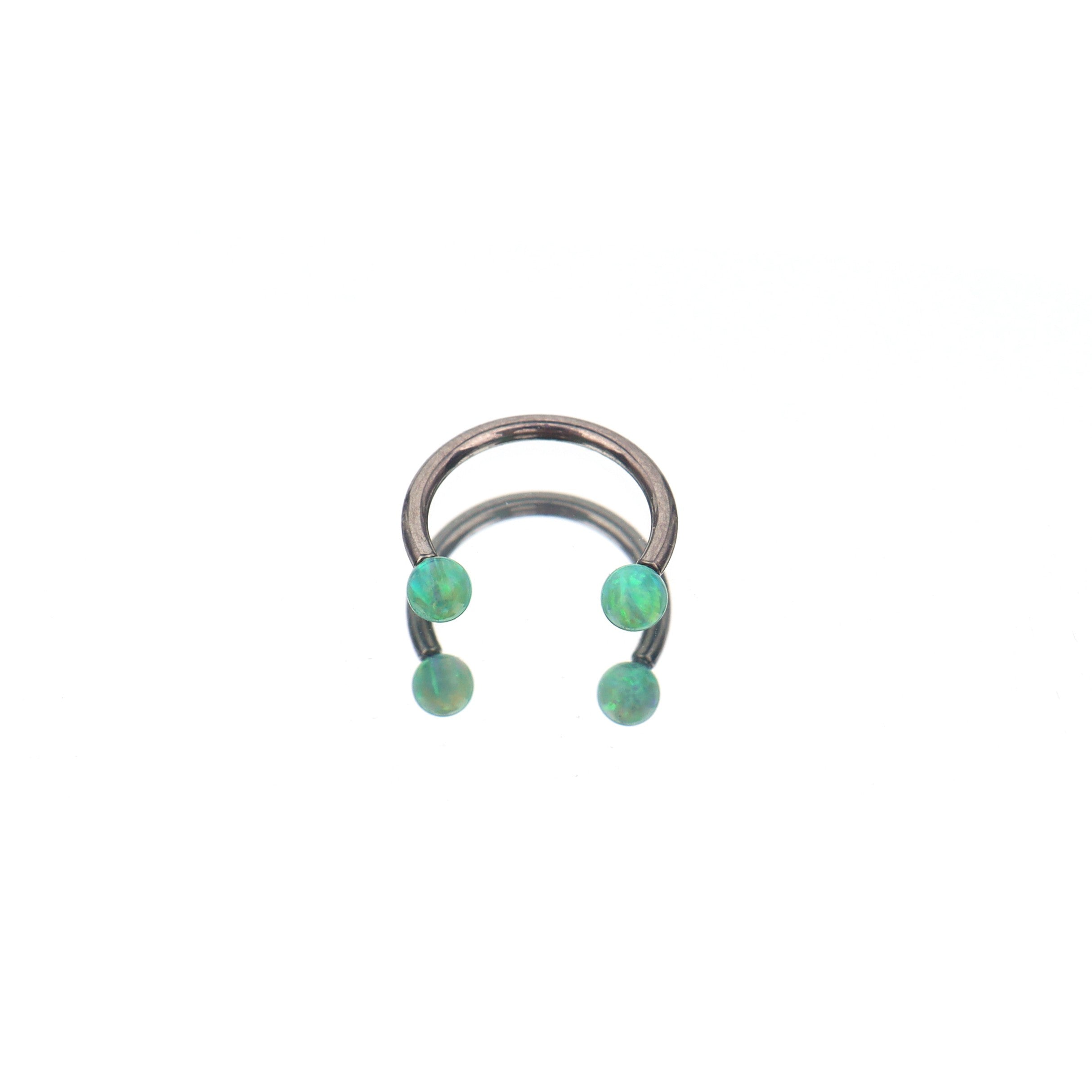 16G Opal Internally Threaded Horseshoe Ring - 16G Opal Internally Threaded Horseshoe Ring - Elf Green / 8mm by CRUXJEWELRY