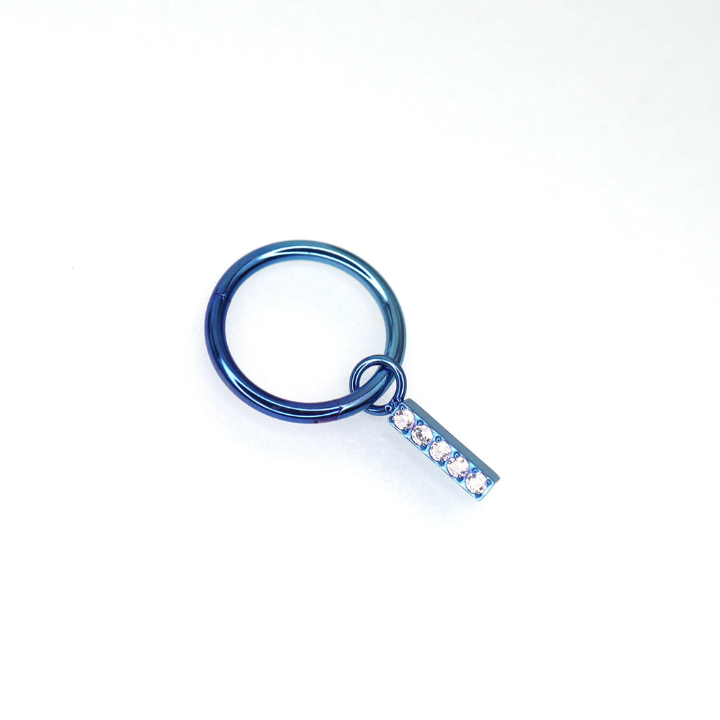 Titanium Segment Hoop with Baguette CZ - Titanium Segment Hoop with Baguette CZ - Blue-White Gradient / 6mm by CRUXJEWELRY