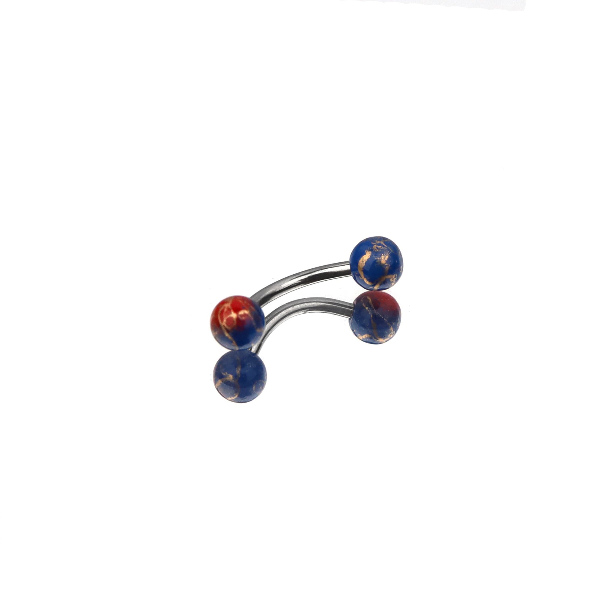 Acrylic Color Block Ball Brow Studs - Acrylic Color Block Ball Brow Studs - Blue-Red Gradient / 6mm by CRUXJEWELRY