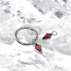 Red Rhombic CZ Pendant Titanium Segment Hoop - Red Rhombic CZ Pendant Titanium Segment Hoop - 6mm by CRUXJEWELRY