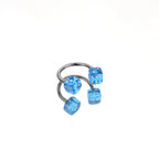Colorful Acrylic Dice Horseshoe Ring - Colorful Acrylic Dice Horseshoe Ring - Blue / 8 mm by CRUXJEWELRY