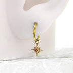 Octagram CZ Pendant Titanium Segment Hoop - Octagram CZ Pendant Titanium Segment Hoop - Sliver / 6mm by CRUXJEWELRY